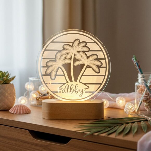 Palm Tree LED Lamp | Personalized Light-Up Name Sign for Beach & Island Lovers - Picture 8 of 8